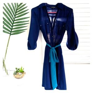 Express Blue Color Block Dress